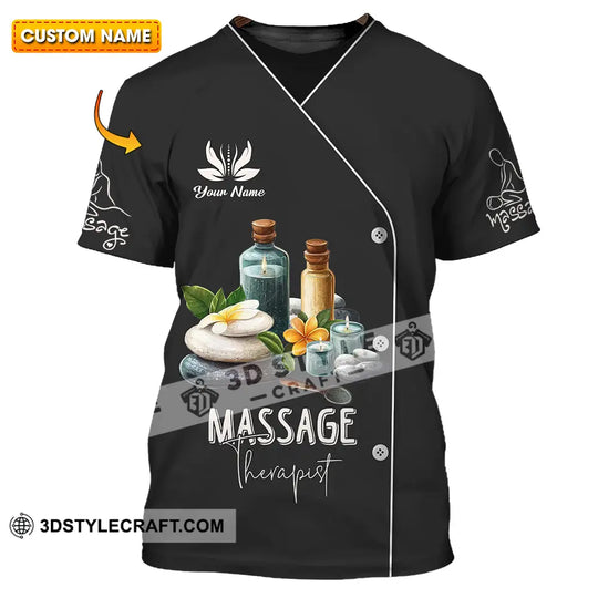 Unisex Shirt - Custom Name Massage Therapist Shirt, Black style option 1