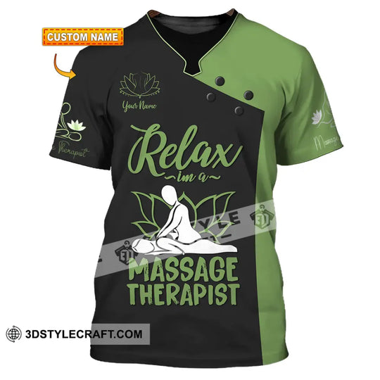 Unisex Shirt - Custom Name Massage Therapist Shirt Green Massage Tools style option 1