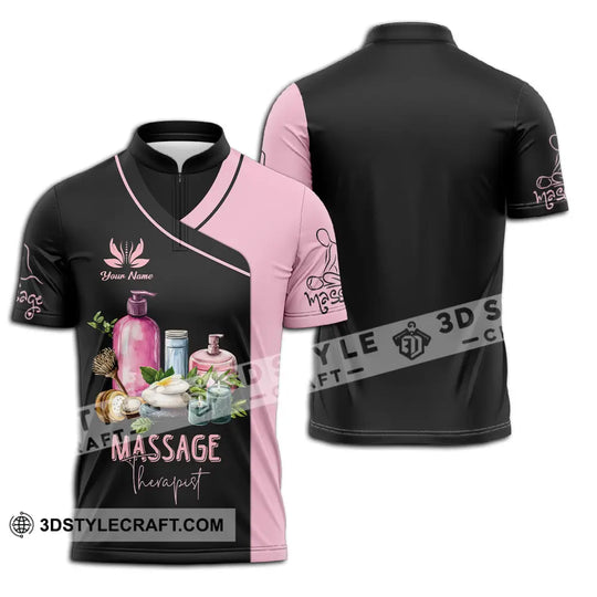 Unisex Shirt - Custom Name Massage Therapist Shirt, Pink And Black style option 2