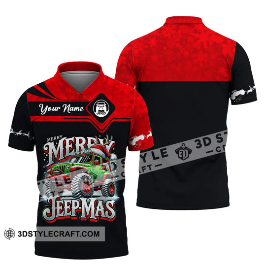 Unisex Shirt, Custom Name Merry Jeepmas Shirt, Christmas Polo Long Sleeve Shirt, Christmas Gift for Jeep Lover style option 4