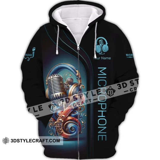 Unisex Shirt, Custom Name Microphone Shirt, Microphone Hoodie Polo Shirt, Mic Shirt style option 3