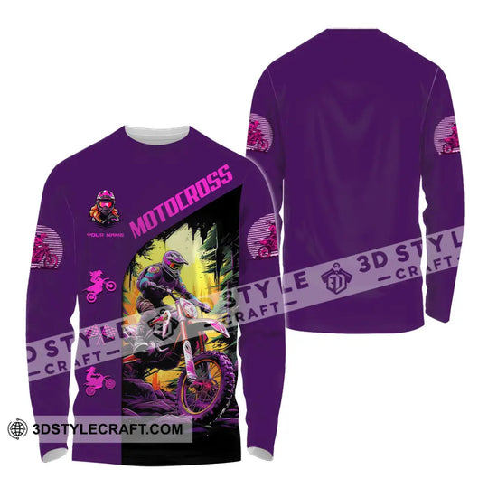 Unisex Shirt - Custom Name Motocross Sport Shirt, Purple style option 4