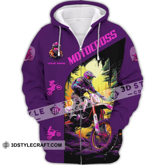 Unisex Shirt - Custom Name Motocross Sport Shirt, Purple style option 2