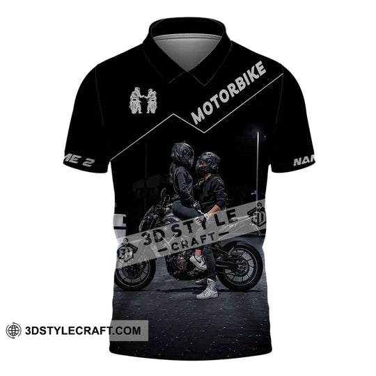 Unisex Shirt, Custom Name Motorbike Couple Shirt, Couple Love T-Shirt style option 4