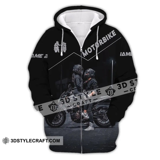 Unisex Shirt, Custom Name Motorbike Couple Shirt, Couple Love T-Shirt style option 3