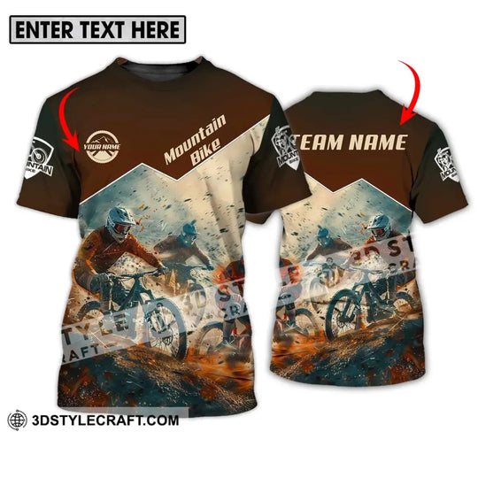 Unisex Shirt - Custom Name Mountain Bike Shirt, Brown Biker style option 1