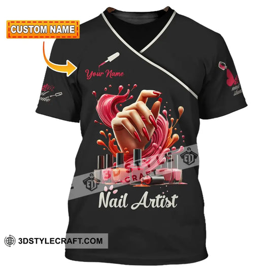 Unisex Shirt, Custom Name Nail Artist Shirt, Nail Artist Long Sleeve Hoodie Polo Shirt, Nail Shop Uniform style option 1