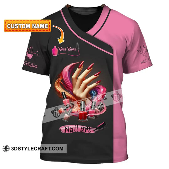Unisex Shirt, Custom Name Nail Artist Shirt, Nail Artist Long Sleeve Hoodie Polo Shirt, Nail Studio Uniform style option 1