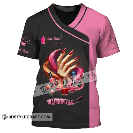 Unisex Shirt, Custom Name Nail Artist Shirt, Nail Artist Long Sleeve Hoodie Polo Shirt, Nail Studio Uniform style option 2