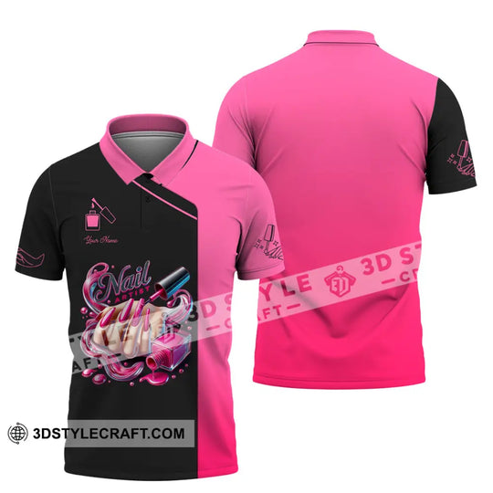 Unisex Shirt, Custom Name Nail Artist Shirt, Nail Artist Polo Long Sleeve Shirt style option 4