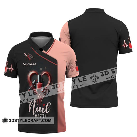 Unisex Shirt, Custom Name Nail Master Shirt, Nail Artist Long Sleeve Hoodie Polo Shirt, Nail Studio Uniform style option 4