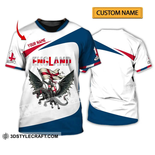 Unisex Shirt - Custom Name Shirt, National Team Euro 2024 England Fly Dragon style option 1
