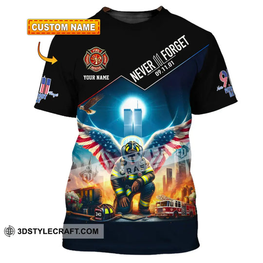 Unisex Shirt, Custom Name Never Forget Shirt, 911 Memorial Shirt, Firefighter Memorial style option 1