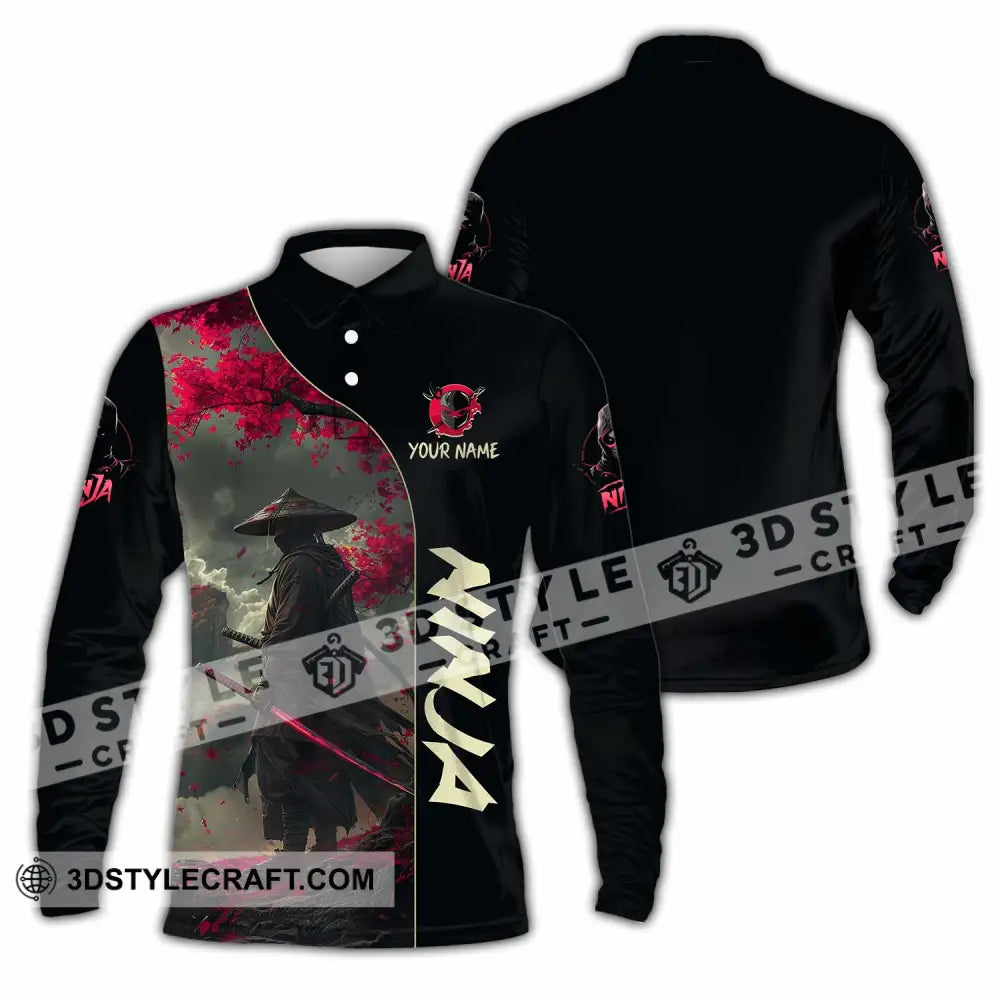 Unisex Shirt Custom Name Ninja Love Polo Long Sleeve / S T-Shirt