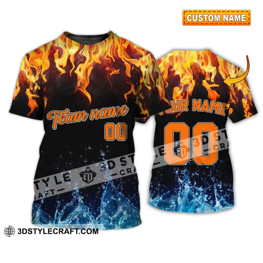 Unisex Shirt - Custom Name, Number And Team Name T-Shirt - Hot Fire And Cool Water style option 1