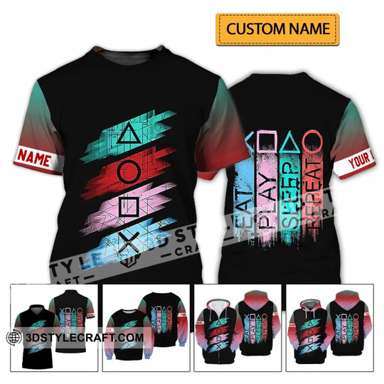 Unisex Shirt - Custom Name Shirt - Personalized Shirt - Eat, Play, Sleep And Repeat Clothing style option 2
