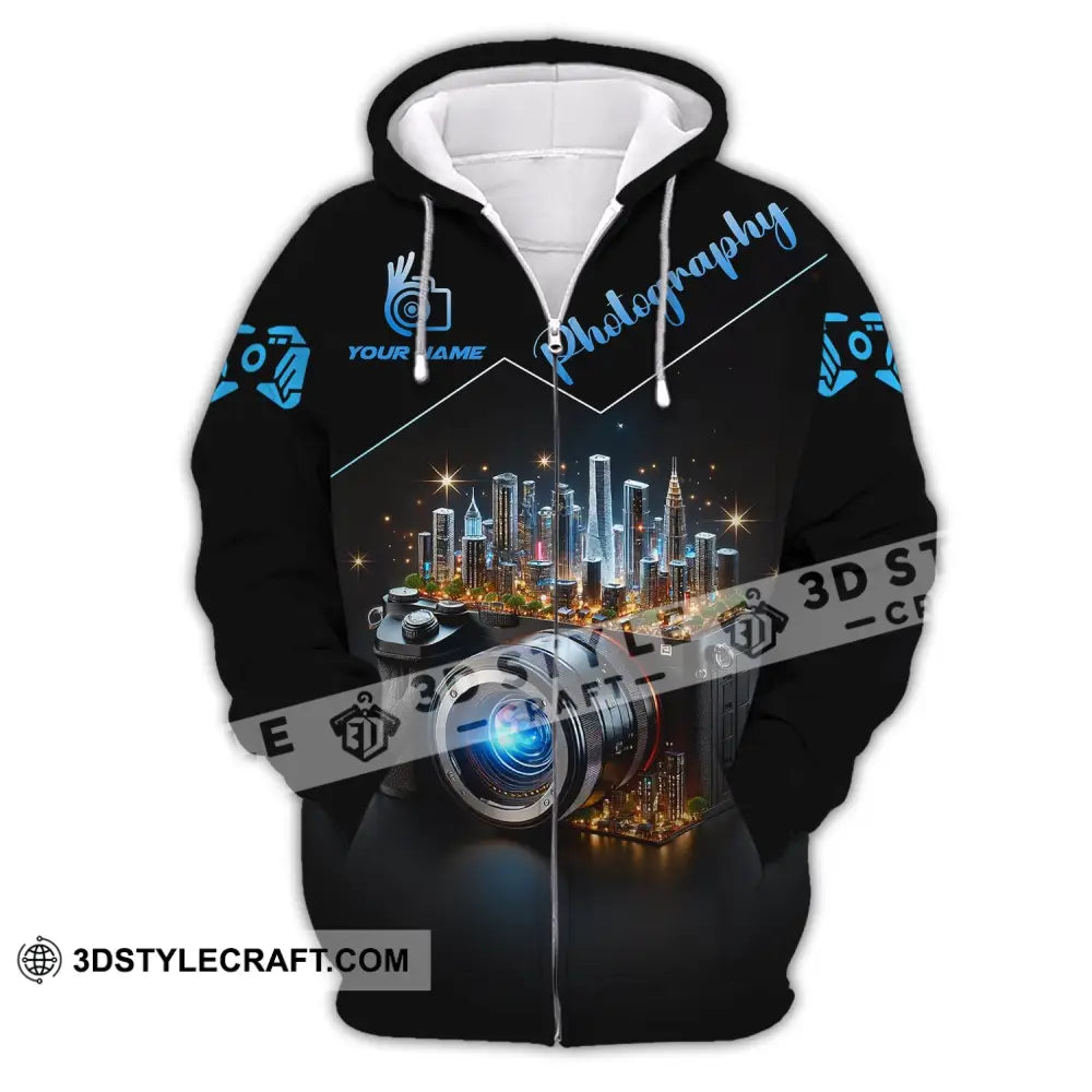 Unisex Shirt Custom Name Photographer Polo Long Sleeve Zipper Hoodie / S T-Shirt