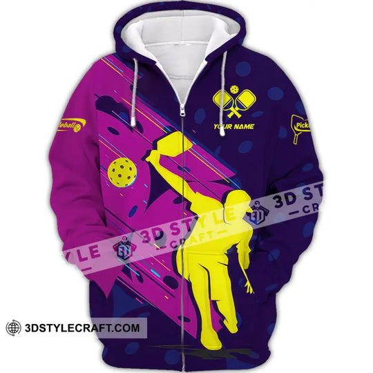Unisex Shirt - Custom Name Pickleball Shirt Purple Yellow style option 2
