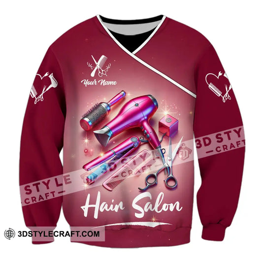 Unisex Shirt - Custom Name Shirt Pink Hair Salon style option 4
