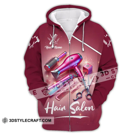 Unisex Shirt - Custom Name Shirt Pink Hair Salon style option 3