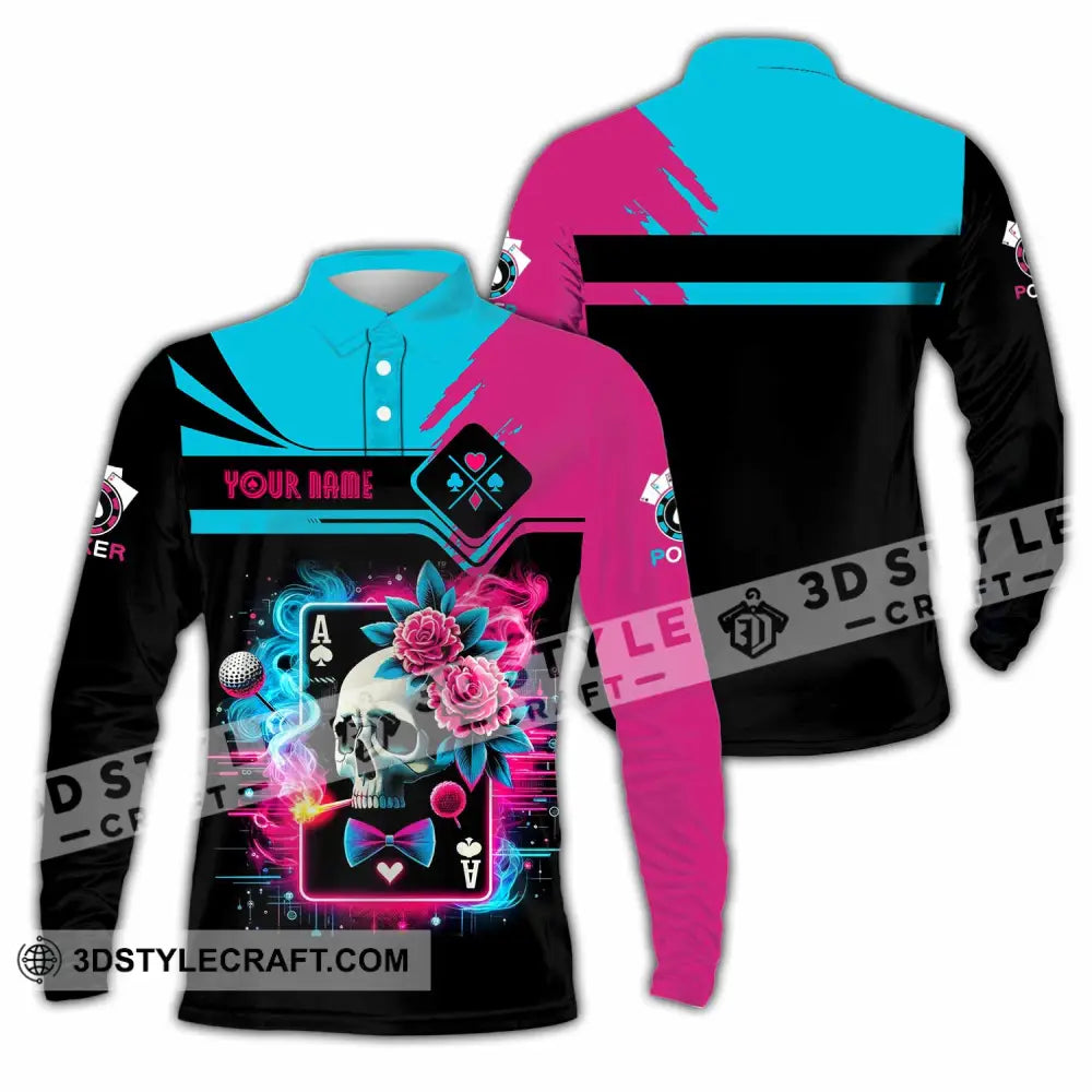 Unisex Shirt Custom Name Poker Hoodie Polo Long Sleeve / S T-Shirt