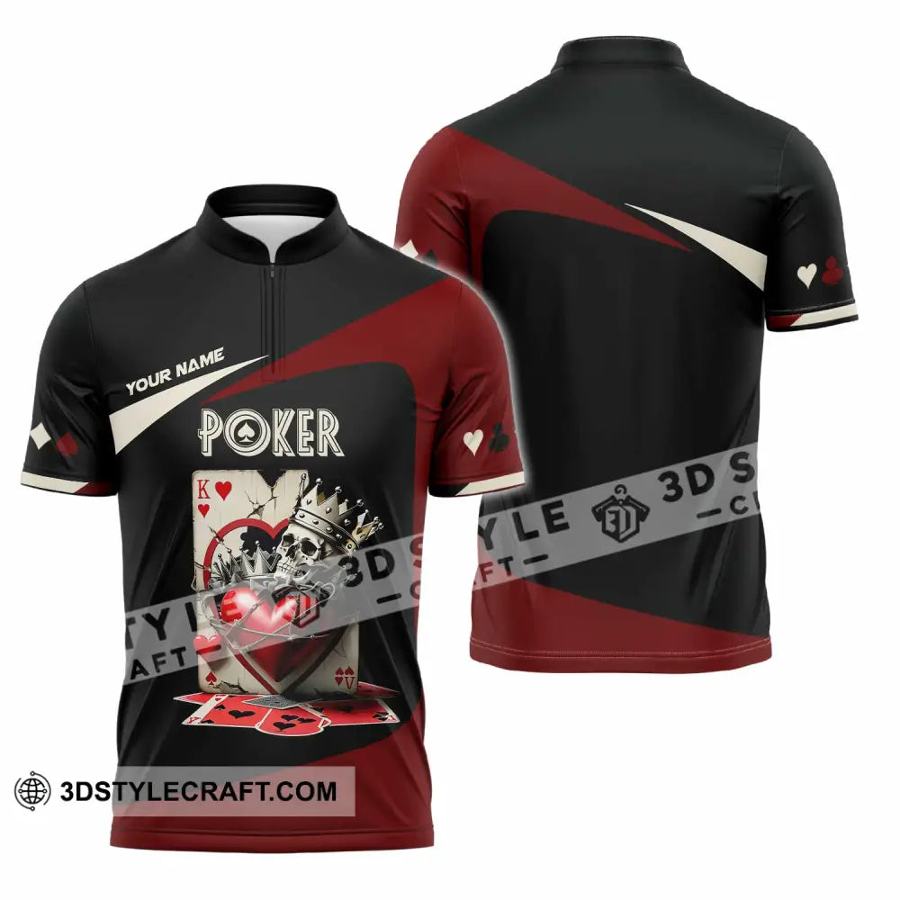 Unisex Shirt Custom Name Poker Hoodie Polo Long Sleeve Zipper / S T-Shirt