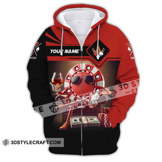 Unisex Shirt Custom Name Poker Hoodie Polo Long Sleeve Zipper / S T-Shirt
