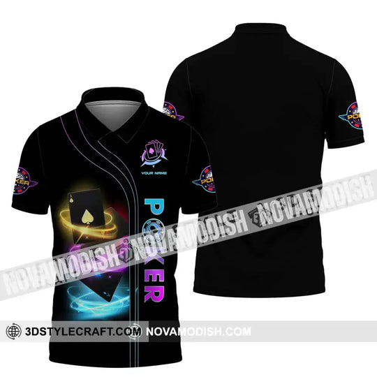 Unisex Shirt, Custom Name Poker Shirt, Poker Polo Long Sleeve Shirt, Casino T-Shirt style option 4