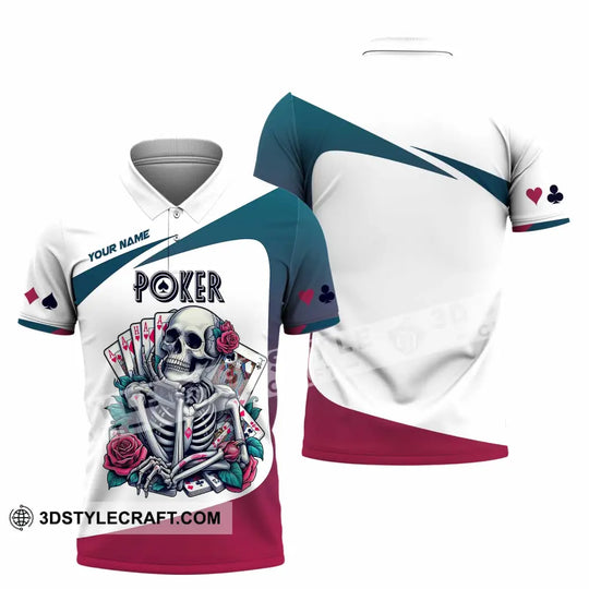 Unisex Shirt, Custom Name Poker Skull Shirt, Poker Hoodie Shirt Polo Long Sleeve Shirt style option 4