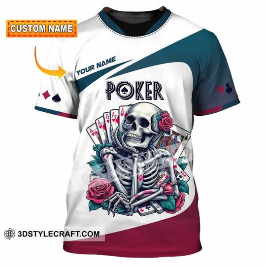 Unisex Shirt, Custom Name Poker Skull Shirt, Poker Hoodie Shirt Polo Long Sleeve Shirt style option 1