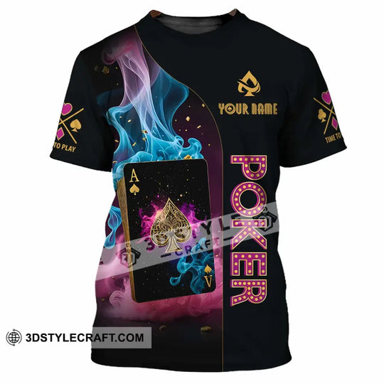 Unisex Shirt, Custom Name Poker Skull Shirt, Poker Hoodie Shirt Polo Long Sleeve Shirt style option 2
