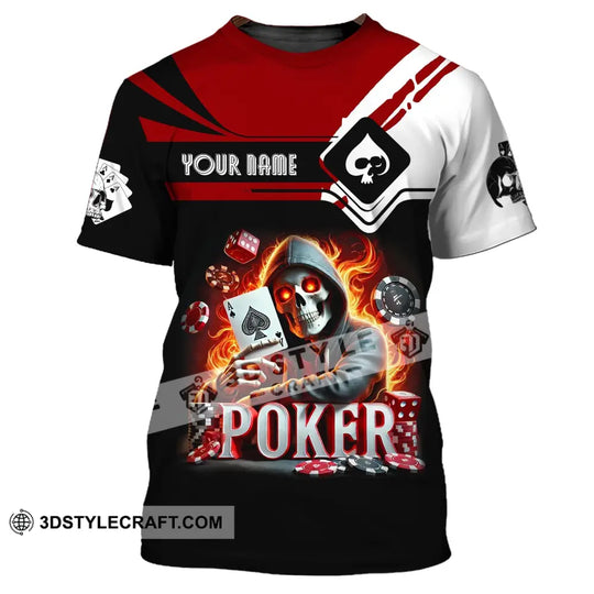 Unisex Shirt, Custom Name Poker Skull Shirt, Poker Hoodie Shirt Polo Long Sleeve Shirt style option 2