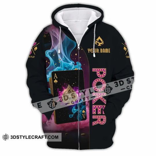 Unisex Shirt, Custom Name Poker Skull Shirt, Poker Hoodie Shirt Polo Long Sleeve Shirt style option 3