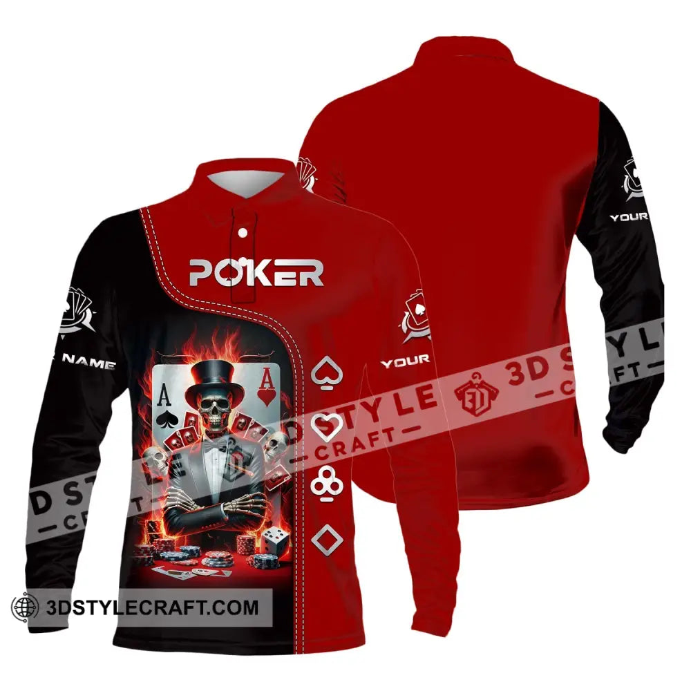 Unisex Shirt Custom Name Poker T-Shirt Polo Hoodie Gift Long Sleeve / S