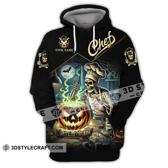 Unisex Shirt - Custom Name Shirt Pumpkin Halloween Skull Chef style option 2