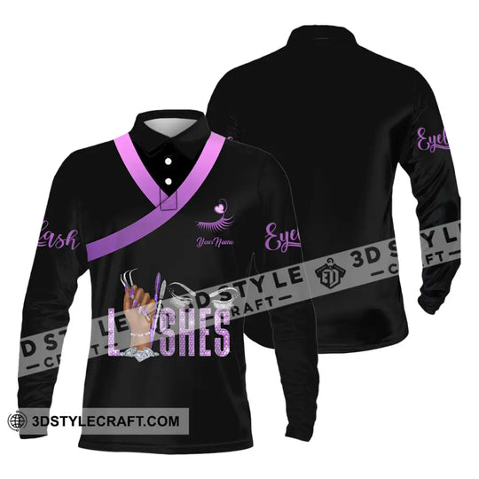Unisex Shirt - Custom Name Purple Lashes Shirt style option 3