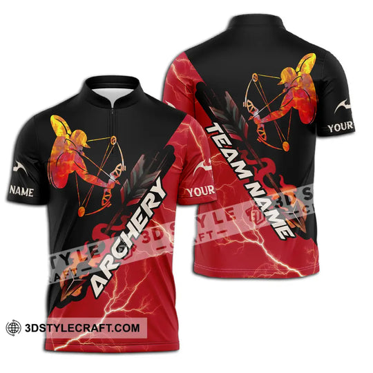 Unisex Shirt - Custom Name Red Fire Archery Shirt style option 2