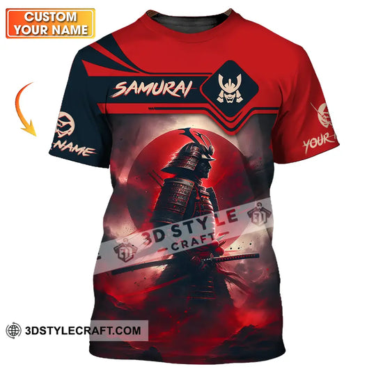 Unisex Shirt - Custom Name Samurai Shirt, Red Moon style option 1