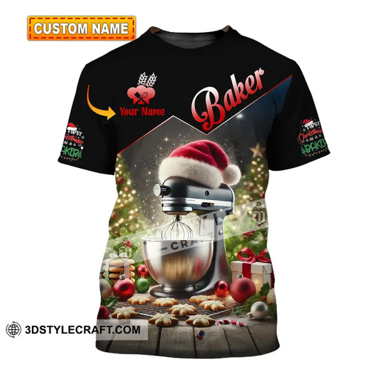 Unisex Shirt - Custom Name Santa Baker Shirt style option 1