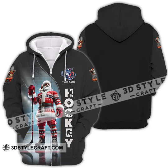 Unisex Shirt - Custom Name Shirt Santa Hockey style option 4