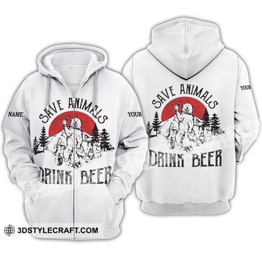 Unisex Shirt - Custom Name Shirt - Save Animals Drink Beer style option 4