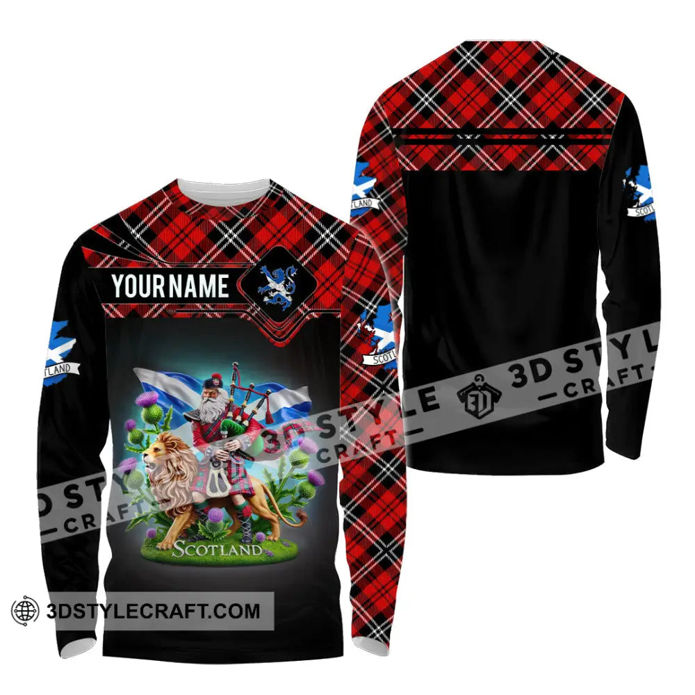 Unisex Shirt Custom Name Scotland Christmas Gift For Scottish Long Sleeve / S T-Shirt