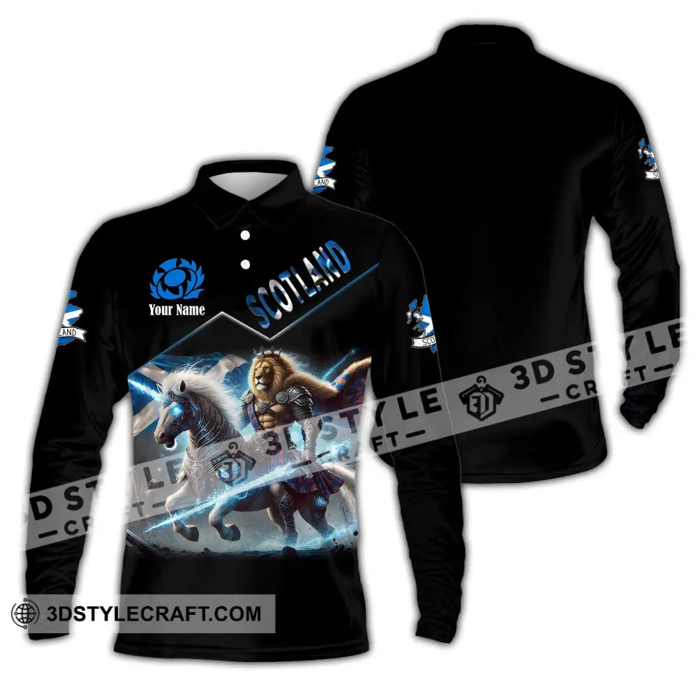 Unisex Shirt Custom Name Scotland Lover Gift Long Sleeve Polo / S T-Shirt