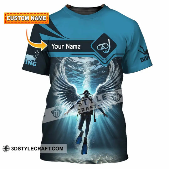 Unisex Shirt, Custom Name Scuba Diving Shirt, Scuba Diving Polo Long Sleeve Shirt style option 1