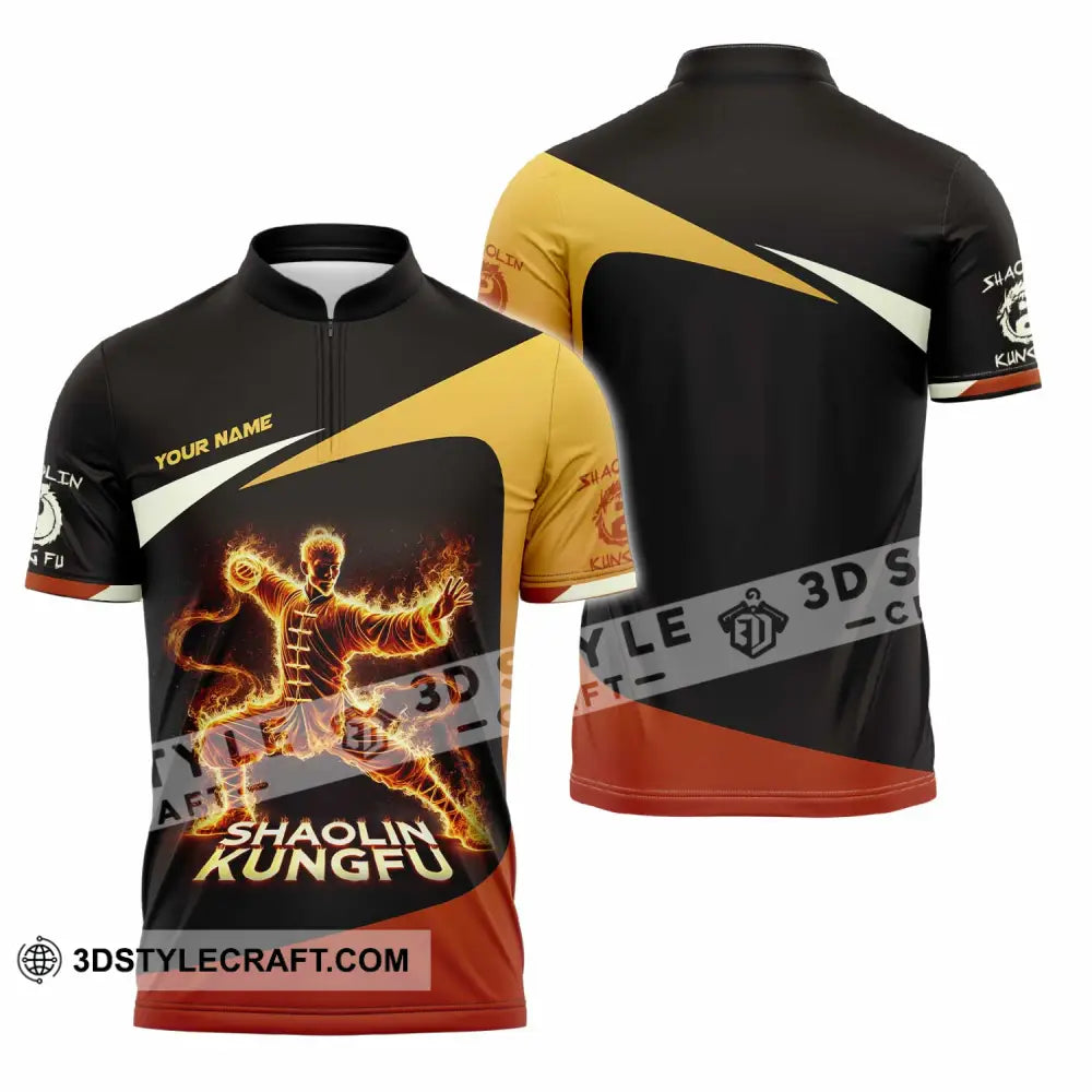 Unisex Shirt Custom Name Shaolin Kungfu Polo Long Sleeve Zipper / S T-Shirt