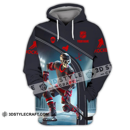Unisex Shirt - Custom Name Shirt Skull Hockey style option 2