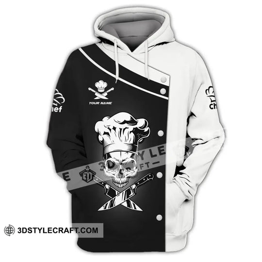 Unisex Shirt - Custom Name Skullcap Chef Black And White Shirt style option 3