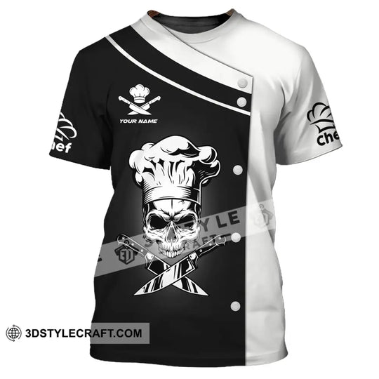 Unisex Shirt - Custom Name Skullcap Chef Black And White Shirt style option 2