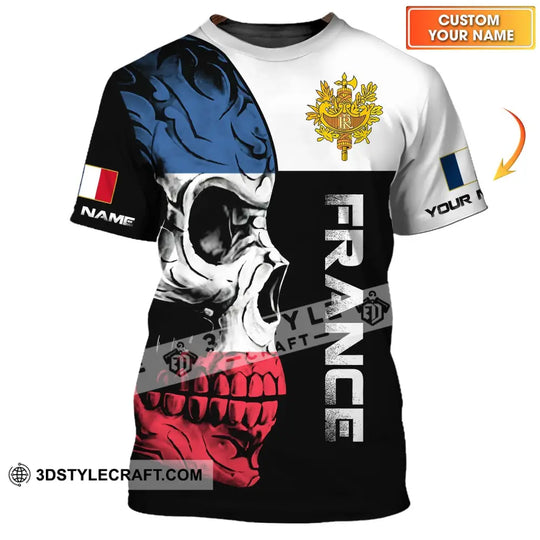 Unisex Shirt - Custom Name Shirt - Skullcap France Flag Color Shirt style option 1