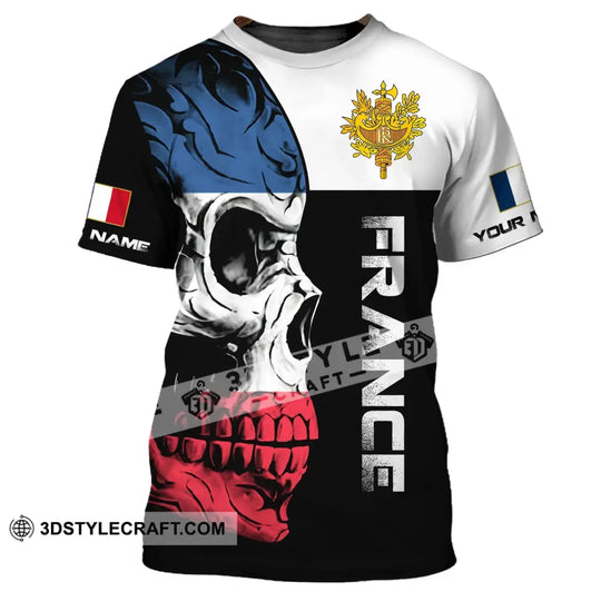 Unisex Shirt - Custom Name Shirt - Skullcap France Flag Color Shirt style option 2